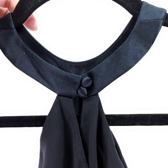 Alice + Olivia Silk Halter Top Size XS Cold Shoulder Ruffle Blouse Black - Picture 11 of 12